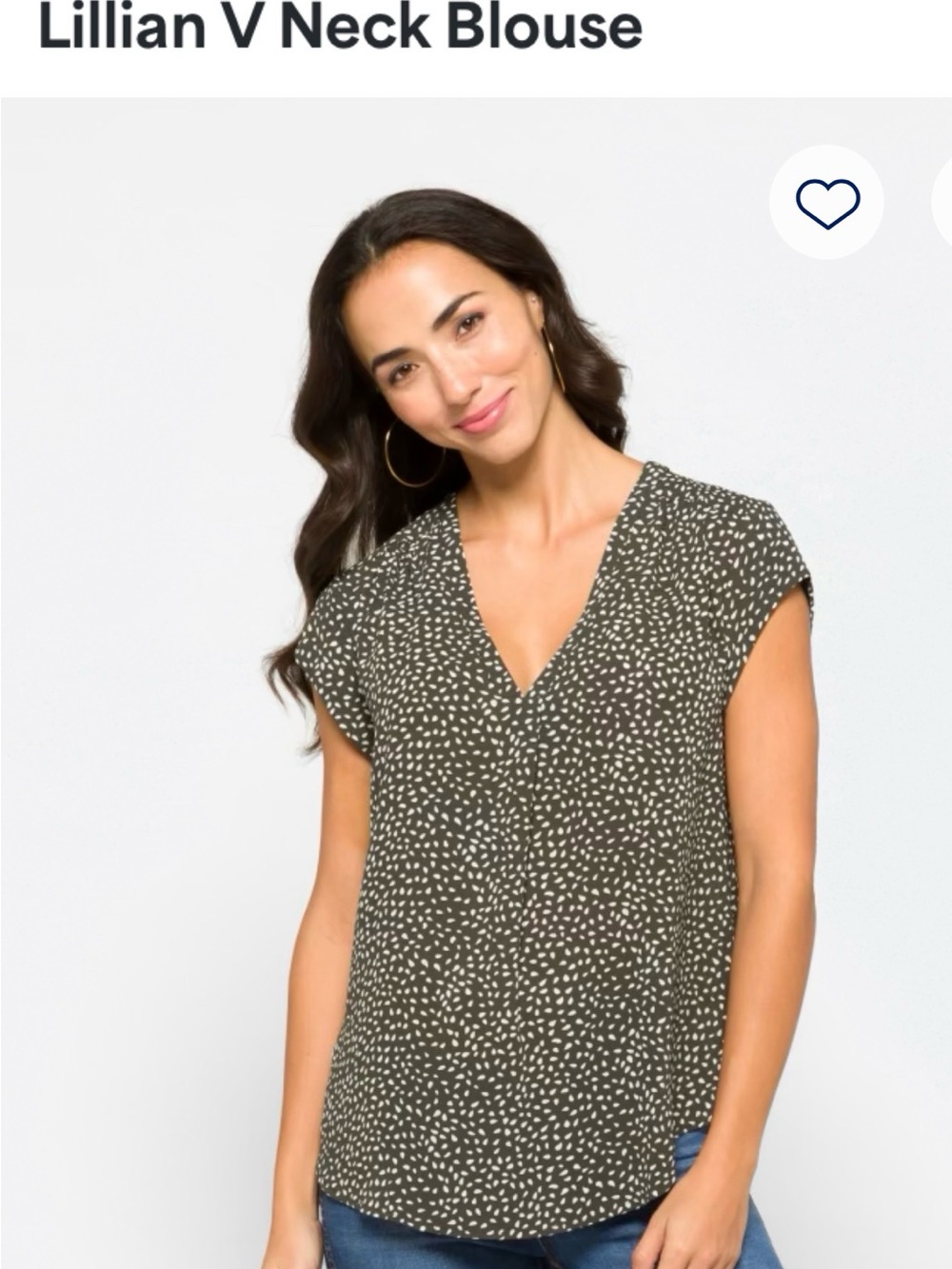 Lillian V-Neck Dot Blouse in Olive